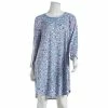 Pajamas Womens Ellen Tracy 3/4 Sleeve Floral Henley Nightshirt