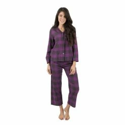 Pajamas Womens Leveret Pink Plaid Flannel Pajama Set