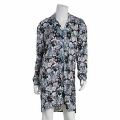 Pajamas Womens Vince Camuto Long Sleeve Floral Notch Collar Nightshirt