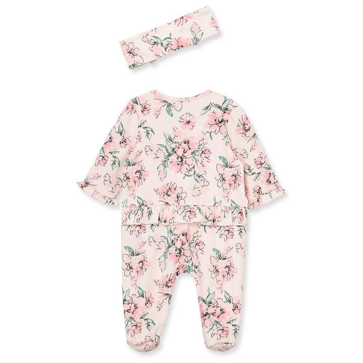 Pajamas Baby Girl (NB-9M) Little Me Floral Footed Sleeper With Headband 4 Pajamas Baby Girl (NB-9M) Little Me Floral Footed Sleeper With Headband - Image 2