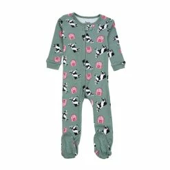 Toddler Unisex Leveret Barnhouse Cow Print Footie Pajamas