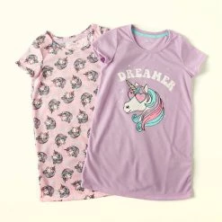 Pajamas Girls (7-16) René Rofé 2pk. Dreamer Unicorn Print Nightgowns