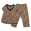 Pajamas Womens René Rofé Leopard Short Sleeve Capri Pajama Set