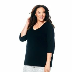 Pajamas Womens HUE® Solid Knit 3/4 Sleeve Pajama Tee