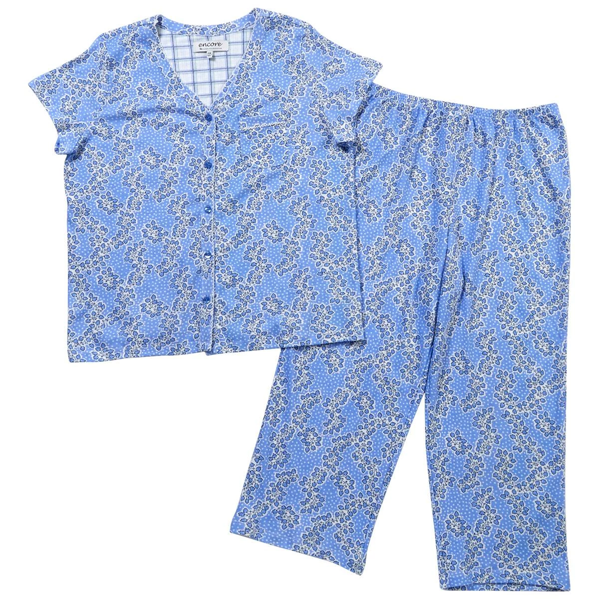 Pajamas Petite Karen Neuburger Short Sleeve Leafy Dot Capris Pajama Set 3 Pajamas Petite Karen Neuburger Short Sleeve Leafy Dot Capris Pajama Set