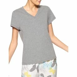 Pajamas Womens HUE® Solid V-Neck Pajama Tee - Grey Heather