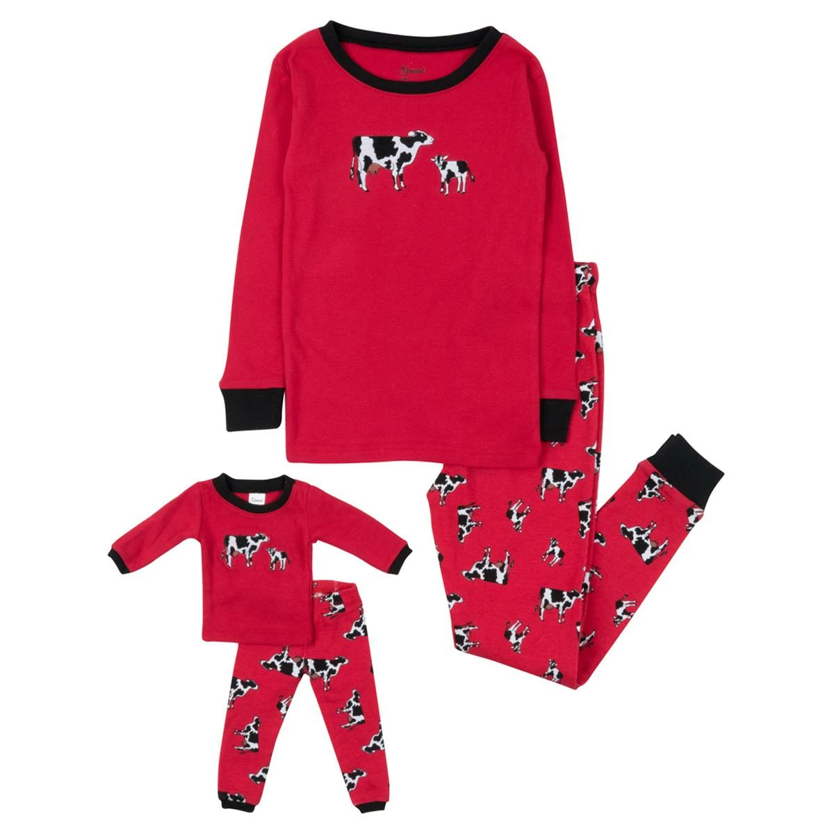 Pajamas Girls Leveret Girl And Doll Cow Pajama Set 3 Pajamas Girls Leveret Girl And Doll Cow Pajama Set