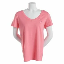 Pajamas Womens Nautica Short Sleeve Solid V-Neck Pajama Tee