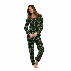 Pajamas Womens Leveret Alien Cotton Pajama Set