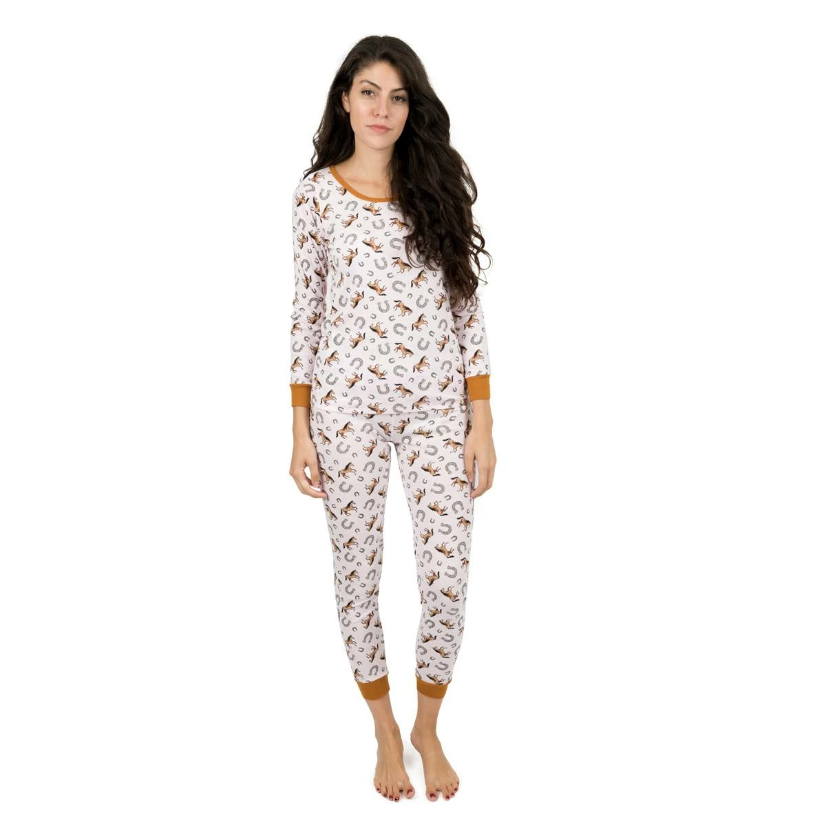 Pajamas Womens Leveret Horse Cotton Pajama Set 3 Pajamas Womens Leveret Horse Cotton Pajama Set