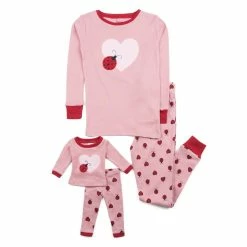 Pajamas Girls Leveret Girl And Doll Ladybug Pajama Set