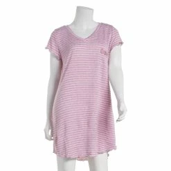 Pajamas Womens Laura Ashley® Short Sleeve Lettuce Edge V-Neck Nightshirt