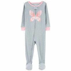 Pajamas Baby Girl (12-24M) Carter’s® 1pc. Butterfly & Stripe Foot Sleeper