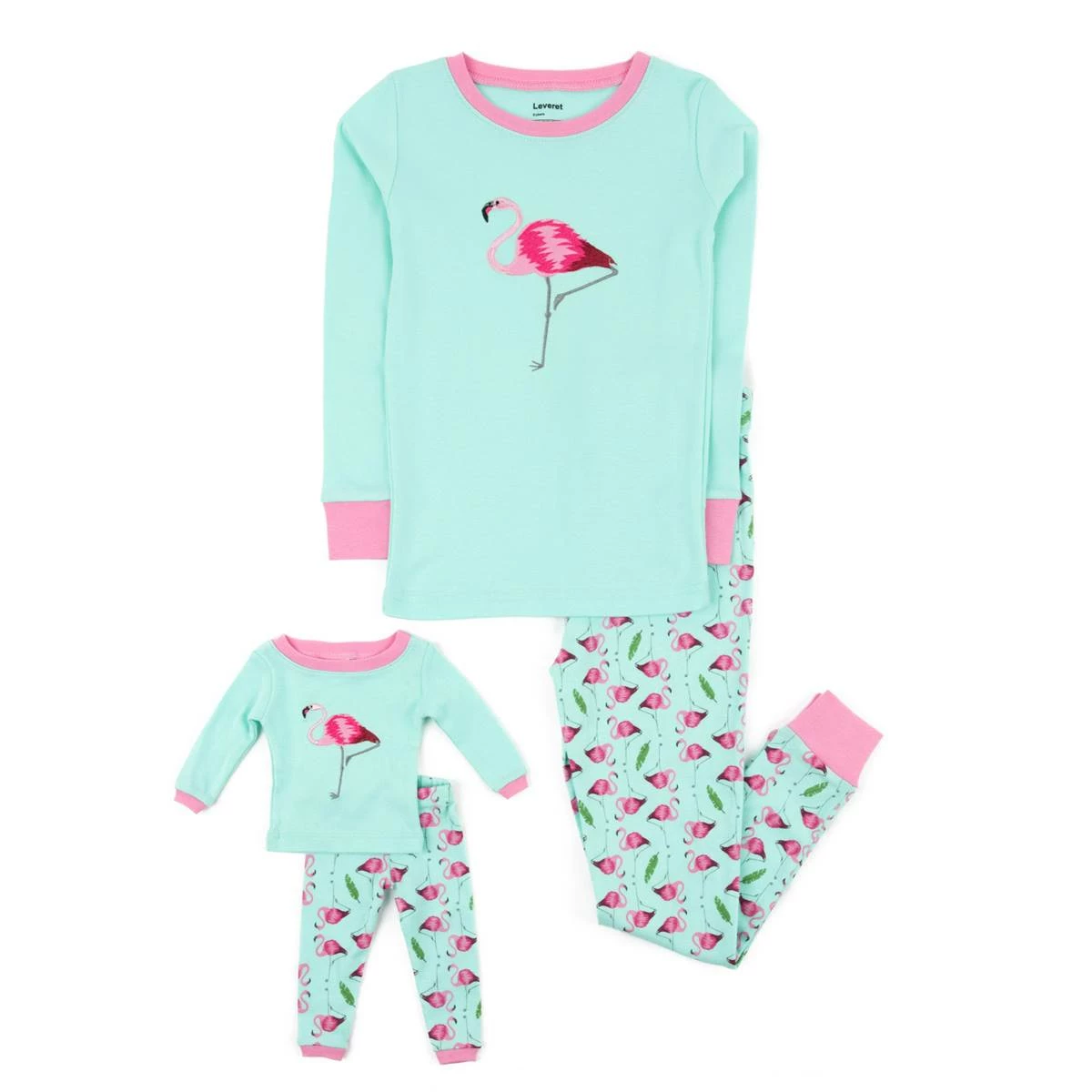 Pajamas Girls Leveret Girl And Doll Flamingo Pajama Set 3 Pajamas Girls Leveret Girl And Doll Flamingo Pajama Set