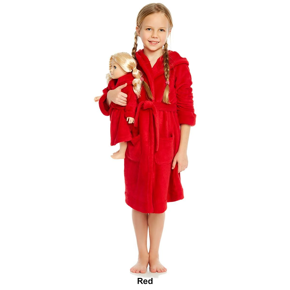 Pajamas Toddler Girl Leveret Girl And Doll Solid Fleece Hooded Robe 6 Pajamas Toddler Girl Leveret Girl And Doll Solid Fleece Hooded Robe - Image 4