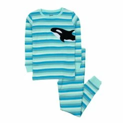 Pajamas Toddler Unisex Leveret Cotton Striped Orca Pajama Set