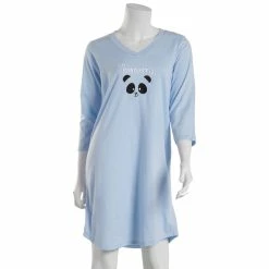 Pajamas Womens René Rofé 3/4 Sleeve Be Pandastic V-Neck Nightshirt