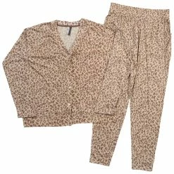 Pajamas Womens Jaclyn Leopard Lush Luxe Joggers Pajama Set