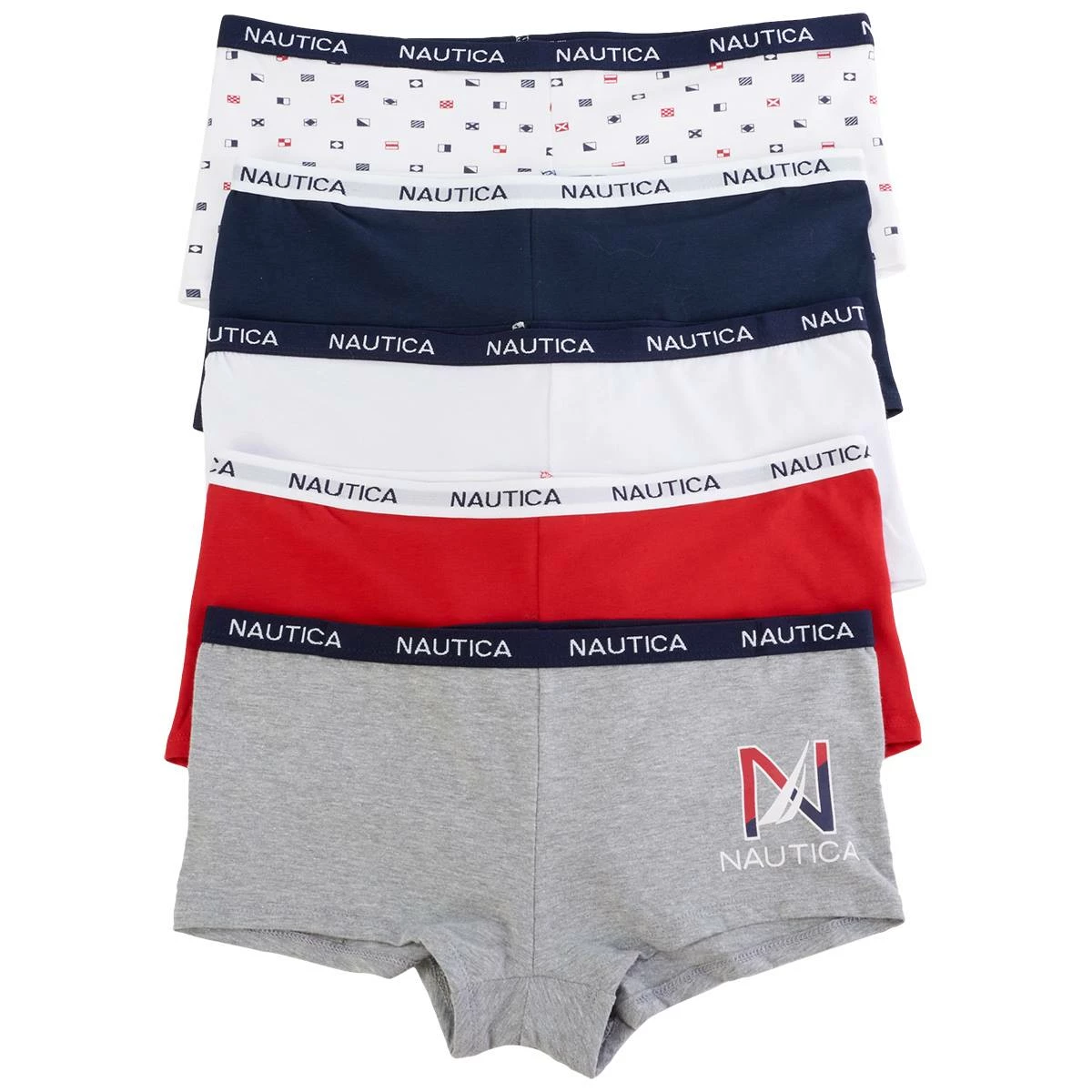 Underwear Juniors Nautica 5pk. Cotton/Spandex Boyshorts Panties W/Waistband 3 Underwear Juniors Nautica 5pk. Cotton/Spandex Boyshorts Panties W/Waistband