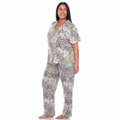 Pajamas Plus Size White Mark 2pc. Leopard Floral Pajama Set -Nautica Sales Store 40c77569 86b1 439b b979 36819a7172db