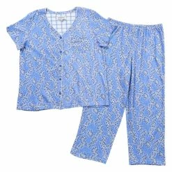 Pajamas Womens Karen Neuburger Short Sleeve Leafy Dot Capris Pajama Set