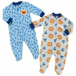 Pajamas Baby Boy (NB-9M) Bon Bébé 2pk. Lion Microfleece Sleepers