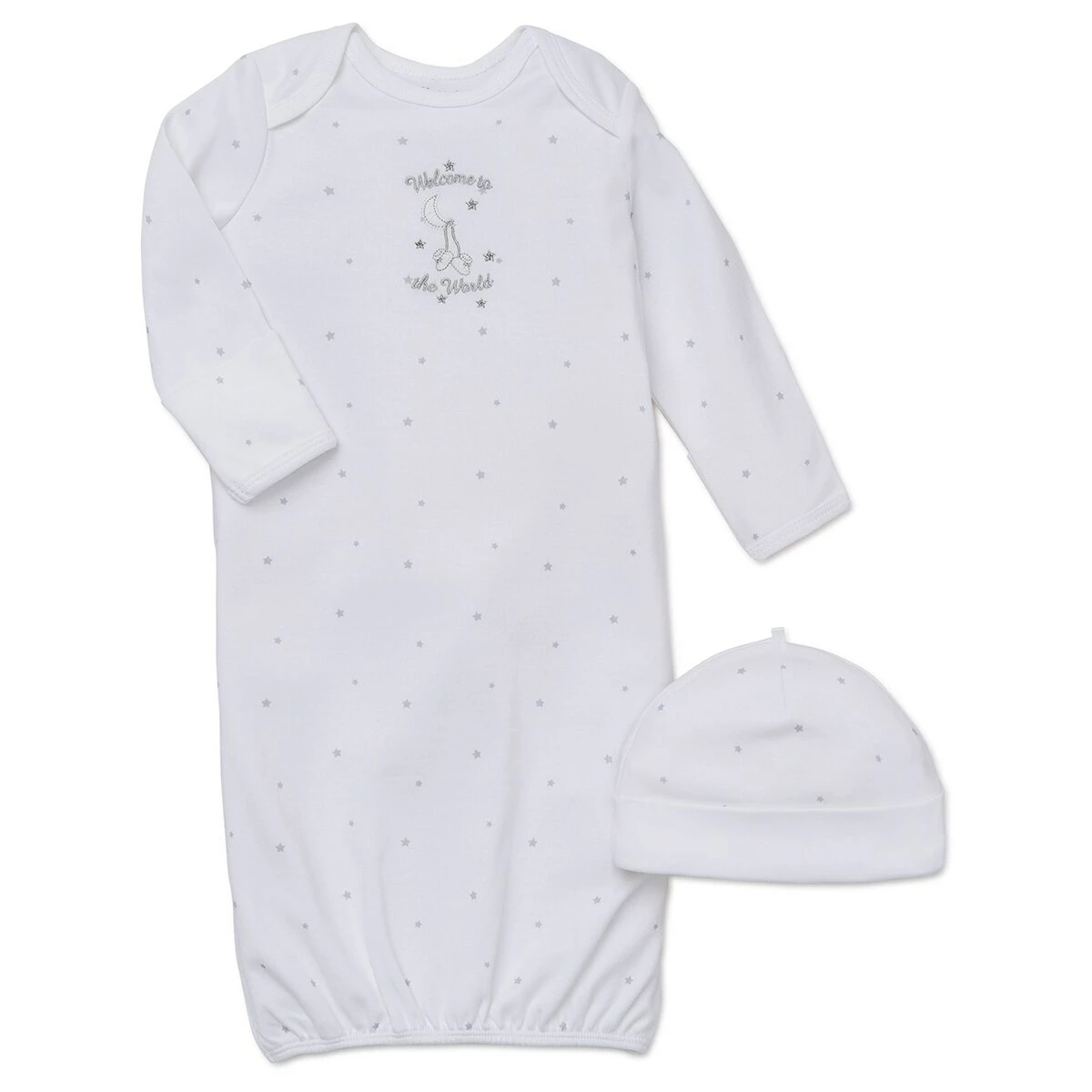 Pajamas Baby Unisex (NB-3M) Little Me Welcome World Gown With Hat 3 Pajamas Baby Unisex (NB-3M) Little Me Welcome World Gown With Hat
