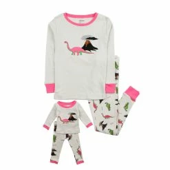 Toddler Girl Leveret Girl And Doll Dinosaur Print Pajamas