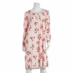 Pajamas Womens Body Touch Long Sleeve Brushed Floral Waltz Nightgown