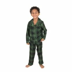 Pajamas Toddler Unisex Leveret Plaid Button-Down Pajama Set
