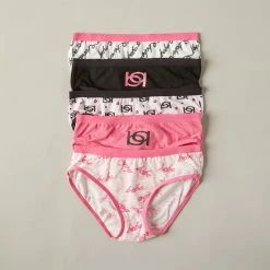 Girls Bebe 5pk. Logo Love Bikini Underwear