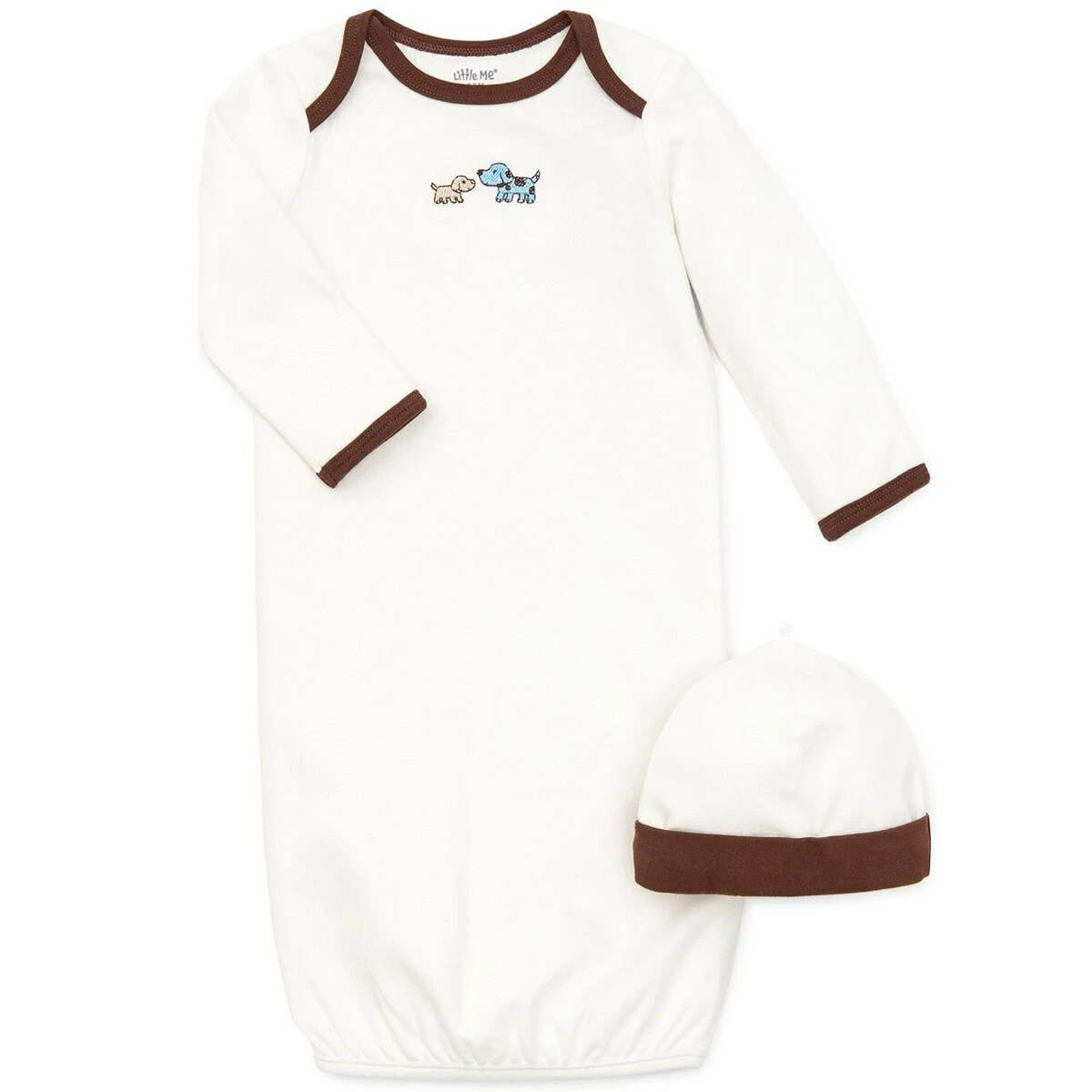 Pajamas Baby Unisex (NB-3M) Little Me Cute Puppies Nightgown With Hat 3 Pajamas Baby Unisex (NB-3M) Little Me Cute Puppies Nightgown With Hat