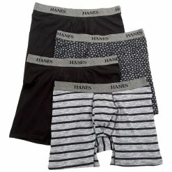 Underwear Mens Hanes® Ultimate® 4pk. Stretch Boxer Briefs - Black/Grey
