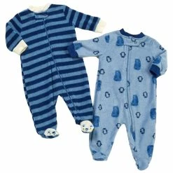 Pajamas Baby Boy (NB-9M) Bon Bébé 2pk. Bear Blue Microfleece Sleepers