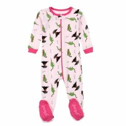 Baby Girl (NB-24M) Leveret Pink Dinosaur Print Footie Pajamas