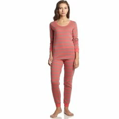 Pajamas Womens Leveret Rose Striped Cotton Pajama Set