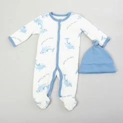Pajamas Baby Boy (NB-9M) Bloomin Baby Shark Footie Sleeper With Hat