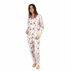 Pajamas Womens Leveret Dinosaur Cotton Pajama Set