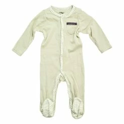 Pajamas Baby Unisex (3-9M) Perry Ellis Stripe Trim Footie Sleeper