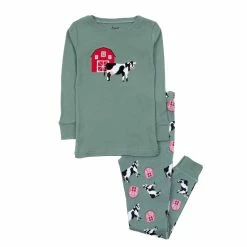 Pajamas Toddler Unisex Leveret Cotton Farmhouse And Cow Pajama Set