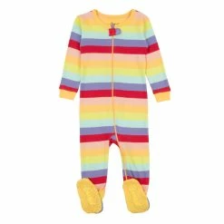 Baby Unisex (NB-24M) Leveret Colorful Stripe Print Footie Pajamas