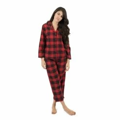 Pajamas Womens Leveret Black And Red Plaid Flannel Pajama Set