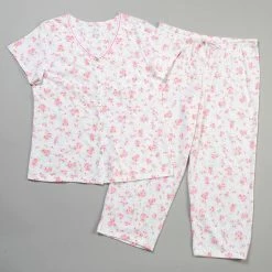 Pajamas Womens Aria Garden Short Sleeve Capri Pajama Set