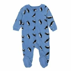 Baby Unisex (3-24M) Leveret Penguins Footie Fleece Pajamas