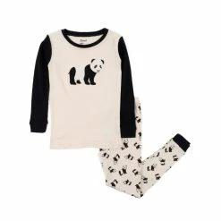 Pajamas Toddler Unisex Leveret Cotton Panda Print Pajama Set