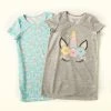 Pajamas Girls (4-6x) René Rofé 2pk. Unicorn Face Rainbow Nightgowns