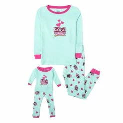 Pajamas Girls Leveret Girl And Doll Owl Pajama Set