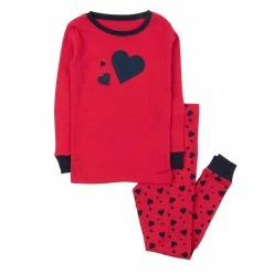 Pajamas Baby Girl (12-24M) Leveret Cotton Hearts Print Pajama Set