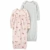Pajamas Baby Girl (NB-3M) Carter’s® 2pk. Hummingbird & Gingham Nightgowns