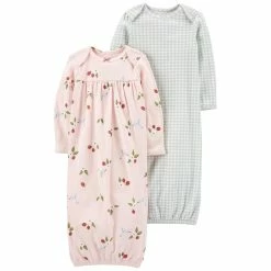 Pajamas Baby Girl (NB-3M) Carter’s® 2pk. Hummingbird & Gingham Nightgowns